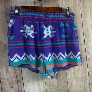 Peach Love California Vibrant Geometric Athletic Shorts